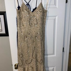 Aidan Mattox gold sequined dress